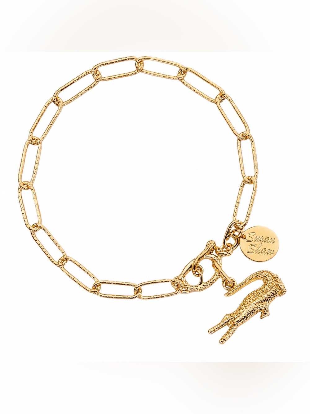 Susan Shaw Gold Large Paperclip Alligator Bracelet 24k TGP NWT FSU Gators New